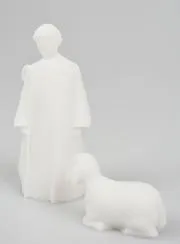 Weihnachtskrippe aus Alabaster Hirte und Schaf - 9 cm