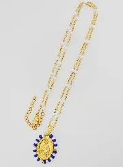 Wundertätige Medaille Blaue und Weiße Perlen + Kette mit Weißen Perlen