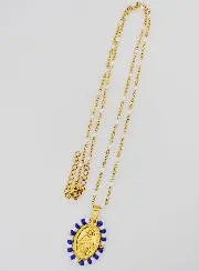 Religiöse Halskette mit Perlen und Wundertätige Medaille - Blau und Weiß