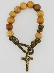Zehner Rosenkranz Armband große Perlen und Kreuz des Heiligen Benedikt