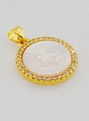 Anhänger Heiliger Michael Messing und Perlmutt – 22 mm