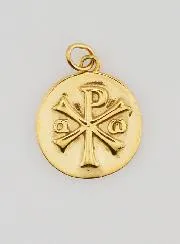 Anhänger mit Christus-Monogramm aus Goldfarbenem Edelstahl - 15mm