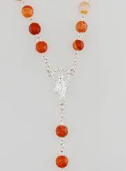 Rosenkranz Wunderbare Madonna 925er Silber und Karneol