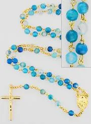 Rosenkranz Wunderbare Medaille aus Achat – Goldfarbene Kette