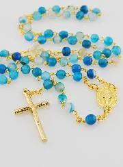 Rosenkranz Wunderbare Medaille aus Achat – Goldfarbene Kette