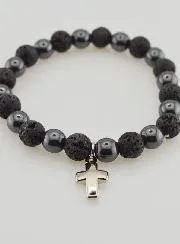 Edelstein Armband – Lavastein und Hämatit