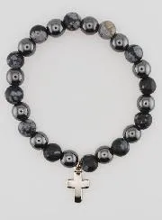 Edelstein Armband – Schnee Obsidian und Hämatit