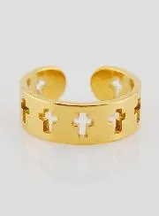 Verstellbarer Religiöser Ring aus Goldfarbenem Edelstahl