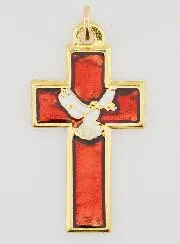 Anhänger Kreuz aus Metall und Rotem Emaille
