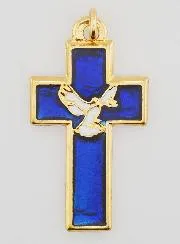 Anhänger Kreuz aus Metall und Blauem Emaille