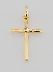 Vergoldeter Anhänger Kreuz mit Zirkonium