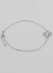 Religiöses Silber Armband mit Perlmutt-Kreuz
