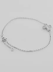 Religiöses Silber Armband mit Perlmutt-Kreuz