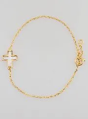 Religiöses Armband Vergoldet und Perlmutt-Kreuz