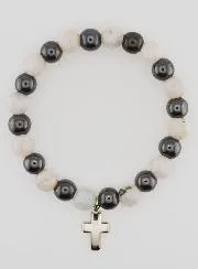 Armband mit Kreuz – Hämatit und Mondstein