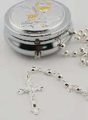 Kommunion Rosenkranz Dose mit Rosenkranz
