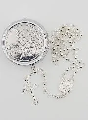 Rosenkranzdose Schutzengel und Rosenkranz