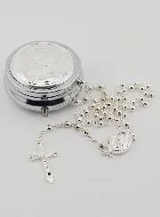 Set Rosenkranz mit Dose Madonna und Kind