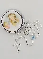 Rosenkranzdose Schutzengel und Rosenkranz