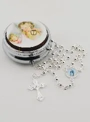 Rosenkranzdose Schutzengel und Rosenkranz