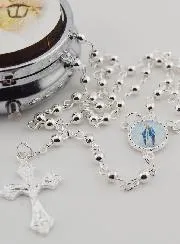 Rosenkranzdose Schutzengel und Rosenkranz