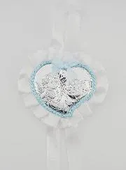 Taufgeschenk – Medaillon für Babywiege Herz und Schutzengel