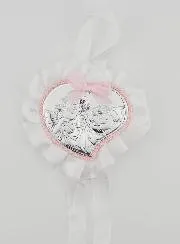 Taufgeschenk – Medaillon für Babywiege Herz und Schutzengel