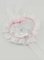 Taufgeschenk – Medaillon für Babywiege Herz und Schutzengel