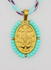 Wundertätige Medaille Grüne Perlen und Kordel