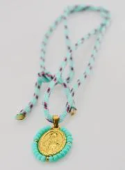 Wundertätige Medaille Grüne Perlen und Kordel