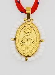 Wundertätige Medaille Weiße Perlen und Kordel