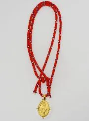 Halskette Kordel Wundertätige Medaille und Weiße Perlen