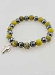 Armband mit Kreuz – Hämatit und Serpentin