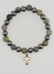 Armband mit Kreuz – Hämatit und Labradorit