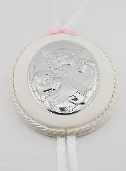 Taufgeschenk für Mädchen – Medaillon für Babywiege Engel Laterne