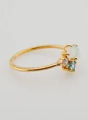 Vergoldeter Ring Zirkonia und Blauer Achat – Größe 58