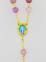 Rosenkranz der Wunderbaren Jungfrau mit Glasperlen – Lila