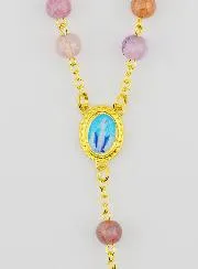 Rosenkranz mit Lila Glasperlen - Wundertätige Madonna