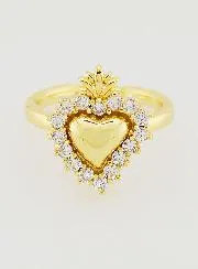 Verstellbarer Ring mit Ex Voto aus Gold-Messing und Strass