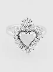 Verstellbarer Ex Voto Ring Silber-Messing und Strass