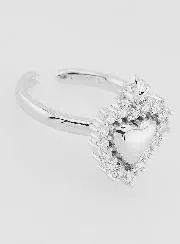 Verstellbarer Ex Voto Ring Silber-Messing und Strass