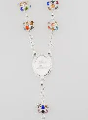 Rosenkranz Wundertätige Madonna Bunte Perlen mit Fassung