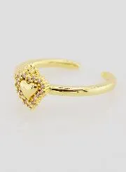 Einstellbarer Ex Voto Ring Gold-Messing und Steine