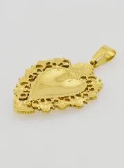 Großer Ex Voto Anhänger aus Goldfarbenem Edelstahl - 37mm