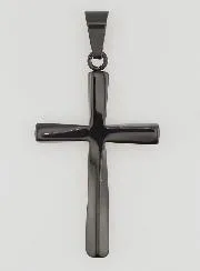 Anhänger mit Gedrehtem Kreuz aus Schwarzem Edelstahl - 45mm