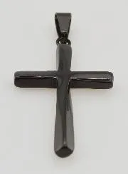 Anhänger mit Gedrehtem Kreuz aus Schwarzem Edelstahl - 45mm