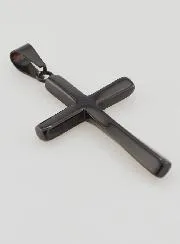 Anhänger mit Gedrehtem Kreuz aus Schwarzem Edelstahl - 45mm