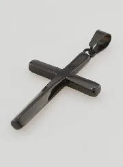 Anhänger mit Gedrehtem Kreuz aus Schwarzem Edelstahl - 45mm