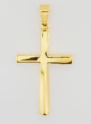Anhänger Gedrehtes Kreuz aus Goldfarbenem Edelstahl - 45mm
