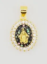 Medaille Wundertätige Madonna Schimmernd Schwarz - 17mm